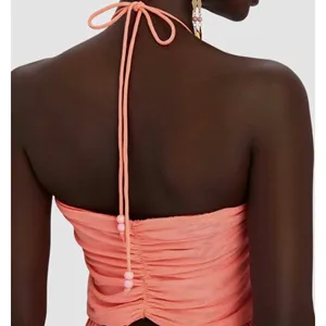 STAUD Kanha Reversible Mesh Halter Maxi Dress Orange Pink XL‎ thumbnail 10