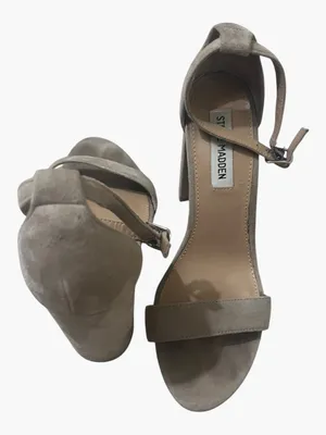 Steve Madden Suede Ankle-Strap Carrson Block Heel Sandals - Taupe thumbnail 6