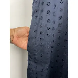 J. Crew Navy Blue Eyelet Short Sleeve Pockets Pop Over Shirt Dress Size 6‎ thumbnail 4