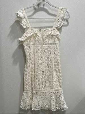 Free People White Crochet Tie-Front Mini Dress Size 2 thumbnail 4