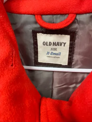 Old Navy Red Pea Coat Wool Blend XS Extra Small Winter Preppy Classic Outerwear thumbnail 2