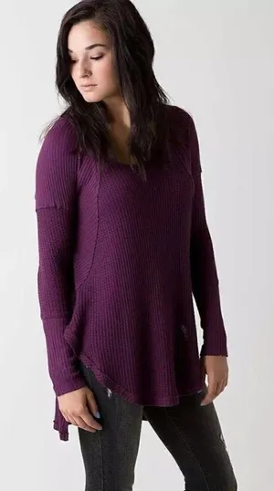 Free People Drippy Ventura Purple Thermal Long Sleeve Top S‎ thumbnail 1