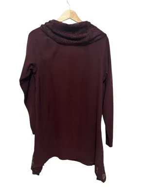 Maurices Lace-Trim Cowl Neck Tunic - Burgundy thumbnail 3