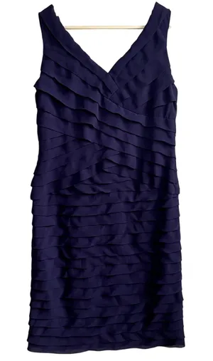 Adrianna Papell ruffle‎ purple midi dress mother of the bride women's 12 formal thumbnail 1