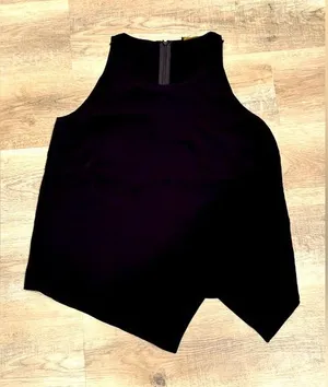 Polo Ralph Lauren asymmetrical Black Silky sleeveless blouse size 8 thumbnail 1