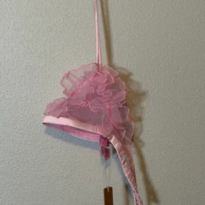 SKIMS EMBROIDERED TULLE TRIANGLE BRALETTE/ Bubblegum pink XS thumbnail 4