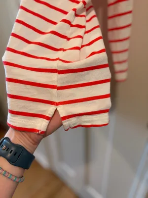 J. Crew Red Striped 3/4 Sleeve Shirt thumbnail 6
