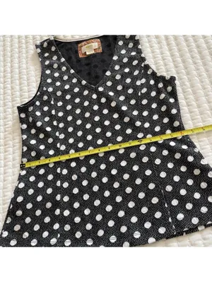 Anthropologie Maeve Polka Dot Black & White Sleeveless Blouse Top Sz M Medium thumbnail 3