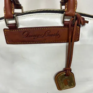 Dooney & Bourke White and Brown Satchel with Leather Accents thumbnail 2