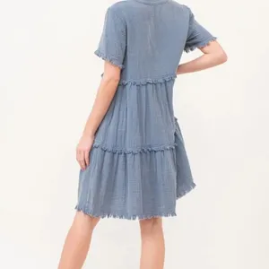And The Why Washed‎ Frayed Detail Tiered Dress thumbnail 6