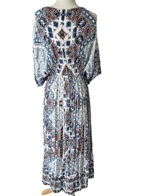 World Market Multicolor Paisley Bohemian V Neck Maxi Dress thumbnail 8