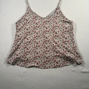 Gaze Juniors Womens Size Large Cropped Floral Cami Tank Top White Pink V-Neck L thumbnail 2