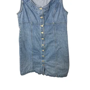 Gap Womens Blue Denim Button Front Mini Dress Sleeveless Scoop Neck Size M thumbnail 3