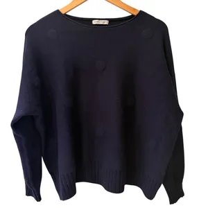House of Tweed Navy Textured Dot Sweater One Size — Scotland thumbnail 1