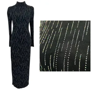 Roberta High Neck Long Sleeve Long Embellishments Black Gown Dress Size Medium thumbnail 1