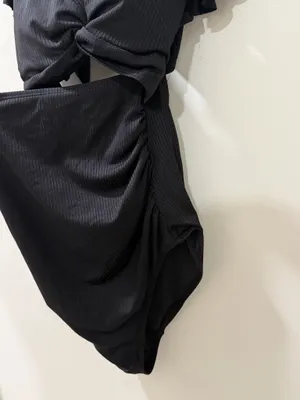 Maternity Black Ribbed Twist Front Cutout One Piece Swimsuit thumbnail 5
