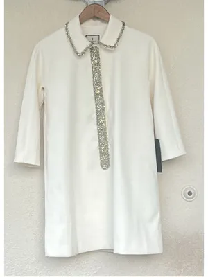 New Tuckernuck Winter White Embellished Nicola Dress Large Boxy Formal Classic thumbnail 8