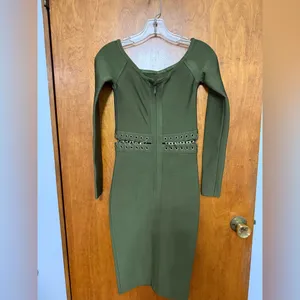 House of CB Elegant Olive Green Bodycon Dress thumbnail 4