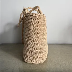 Elegant Tan Woven Tote Bag thumbnail 10