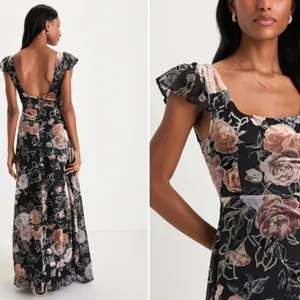 LULUS Sophisticated Romantic Sexy Elegant Burnout Floral Prom Wedding Maxi Dress thumbnail 3