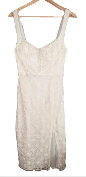 Astr The Label Midi Lace Dress Sz Small White Corset Coquette Event Romantic‎ thumbnail 1
