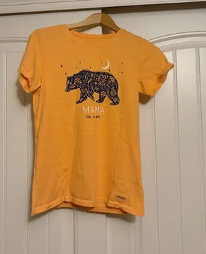 Life is Good Mama Bear T Shirt Pastel Orange Small Short Sleeve Crusher Cotton thumbnail 1
