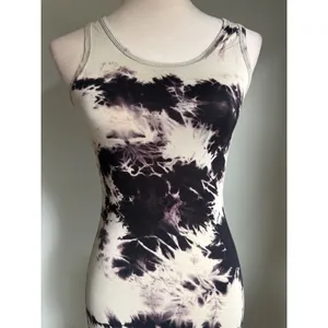 Go Couture Black Tie Dye Sleeveless Maxi Dress M boho resort beach retro bodycon thumbnail 2