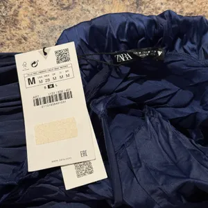 NWT Zara Dress Slip Midi Blue M Spaghetti Strap Minimalist 90s Y2K Date Night thumbnail 2