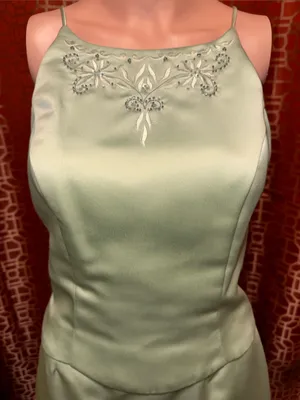 Vintage Y2K Dave & Johnny Laura Ryner Sage Green Satin Skirt Set Size 7-8 thumbnail 2