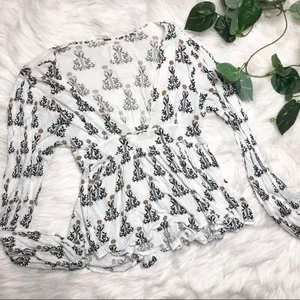 Free People Deep- V Floral Top thumbnail 1
