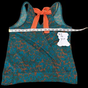 Lily Star beautiful vibrant teal & orange wrap back tank top w/ orange ties thumbnail 4