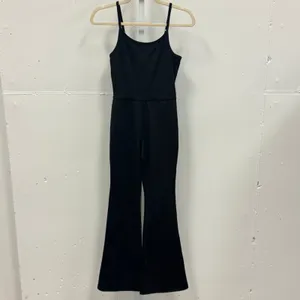Yogalicious Lux Illusion Rib Scarlett Flare‎ Jumpsuit Black XS Yoga Athleisure thumbnail 3