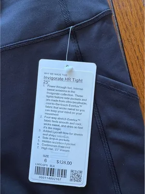 Lululemon Invigorate High Rise 25” With Pockets Black Size 6 NWT thumbnail 4