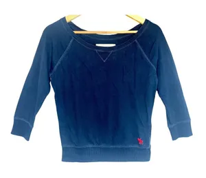 Abercrombie & Fitch Navy Blue Red Logo Crewneck Sweatshirt Vintage Womens Size S thumbnail 1