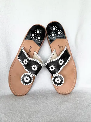 Jack Rogers Women 7M Black /White Summer Slip On Sandals thumbnail 3