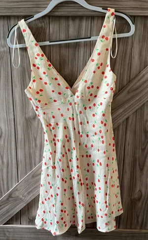 ZARA Satin Effect Cherry Print Dress thumbnail 5