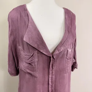 Free People Purple Acid Wash Oversized V-Neck Tunic Blouse Womens Medium thumbnail 4