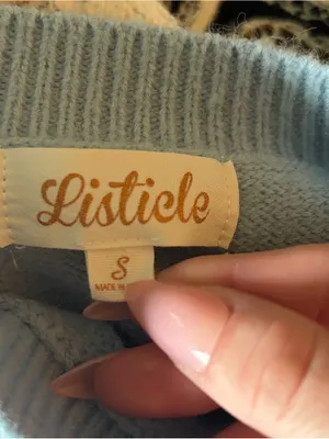 Listicle Pale Blue & Yellow Crewneck Crop Boxy Raised Floral Sweater thumbnail 5
