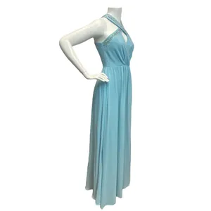 Lulus‎ Women's XS Beaded Twist Front Prom Blue Bridesmaid Chiffon Maxi Dress thumbnail 7