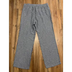 Old Navy XL Tall Linen Blend Wide Leg Pants Blue White Stripe Drawstring thumbnail 3