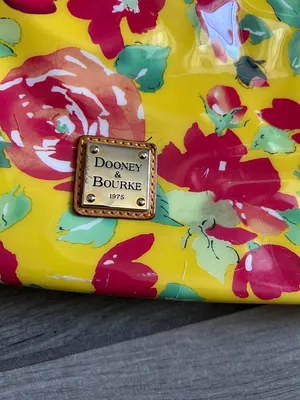 Dooney & Bourke Yellow Floral Patent Tote with Brown Straps thumbnail 2
