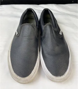 VANS Unisex Black Skater Leather Slip on Sneakers/Shoes M-4 W-5.5 SKU 3495 thumbnail 1