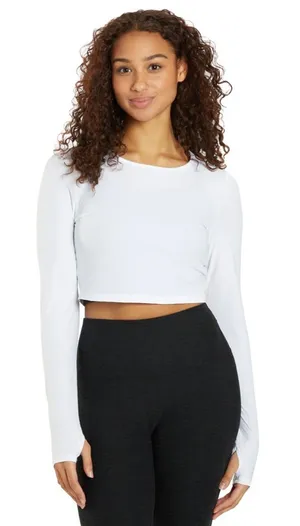 NWT Beyond Yoga Performance Knit Resilient Cropped LS - Lunar White - XS thumbnail 1