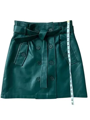 Forever 21 Faux Leather Wrap Belted Mini Skirt Green Size Medium thumbnail 8