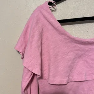 Anthropologie Postmark‎ Pink One Shoulder Ruffle Top size Small thumbnail 4