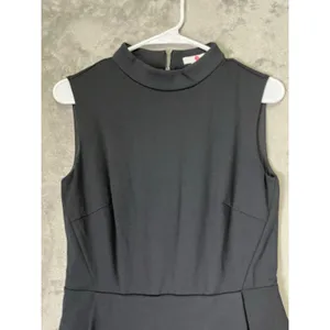 Boden 4R Black Mock Neck Sleeveless Fit & Flare Midi Dress Quiet Luxury Office thumbnail 2