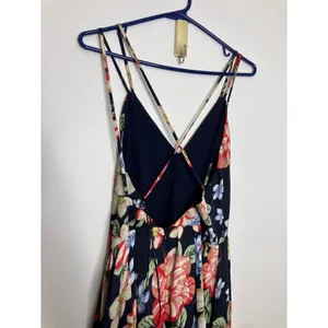 Lucy Paris Maxi Dress Womens S Navy Floral Excellent V-Neck Strappy Open Back thumbnail 10