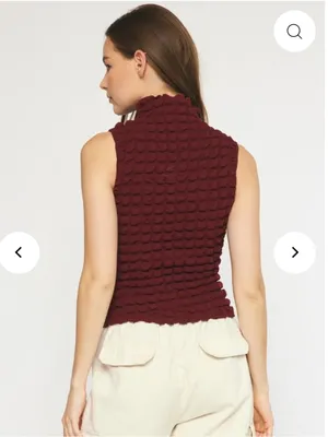 NWT entro Tyra Y2K Mockneck Popcorn Texture Tank Top sz L thumbnail 7