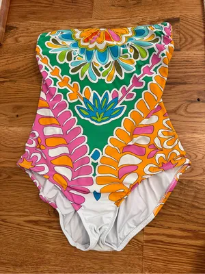 Trina Turk Tamarindo Bandeau Strappy Back One Piece Swimsuit size 10 thumbnail 1