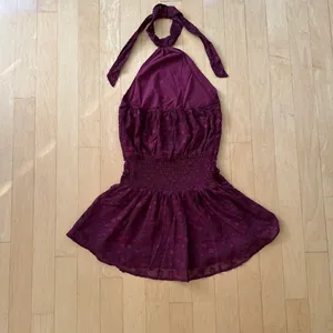 Princess Polly Eurythmic Scarf Halter Mini Dress Jacquard burgundy halter mini dress thumbnail 3